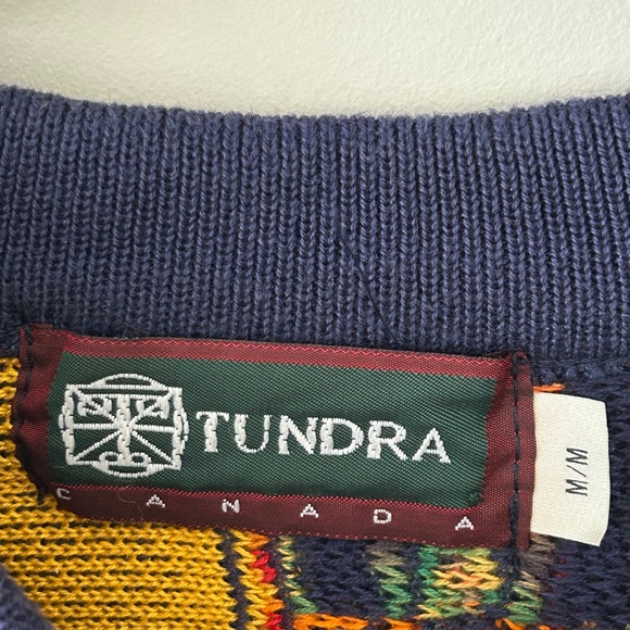 Tundra Canada Coogi Style Colorful Patchwork 3D Knit Cotton Sweater - Picture 16 of 16